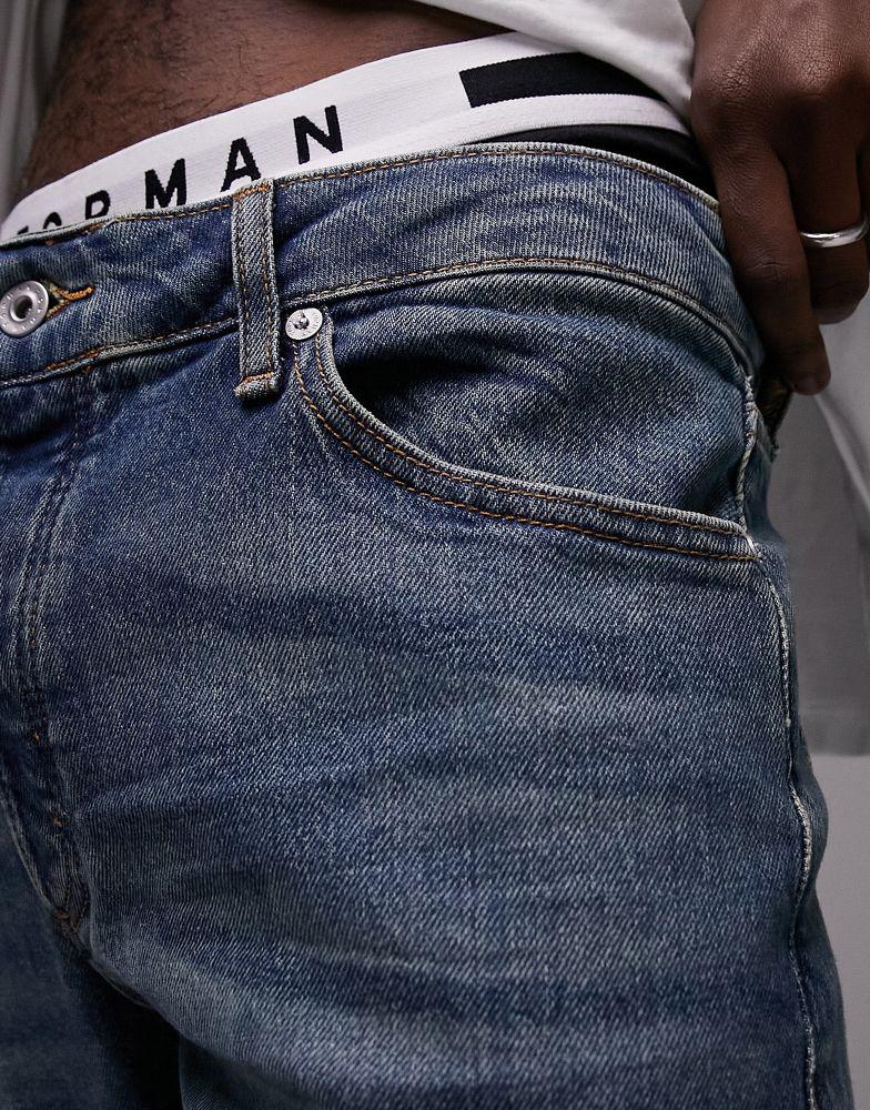 Topman stretch slim jeans in mid wash商品第3张图片规格展示
