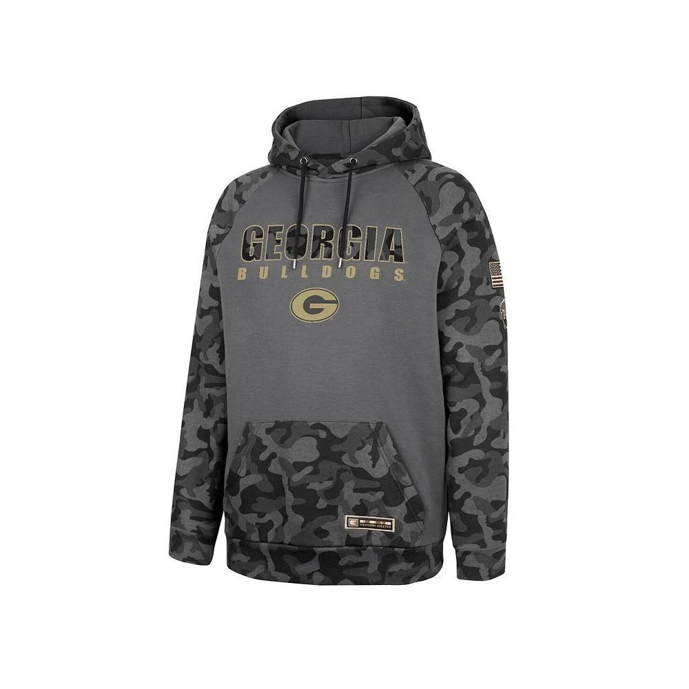 商品Colosseum|Men's Charcoal Georgia Bulldogs OHT Military-Inspired Appreciation Camo Stack Raglan Pullover Hoodie,价格¥308,第4张图片详细描述