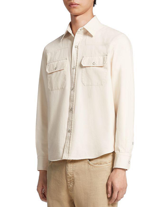 商品Zegna|Washed Denim Long Sleeve Shirt,价格¥5209,第1张图片详细描述