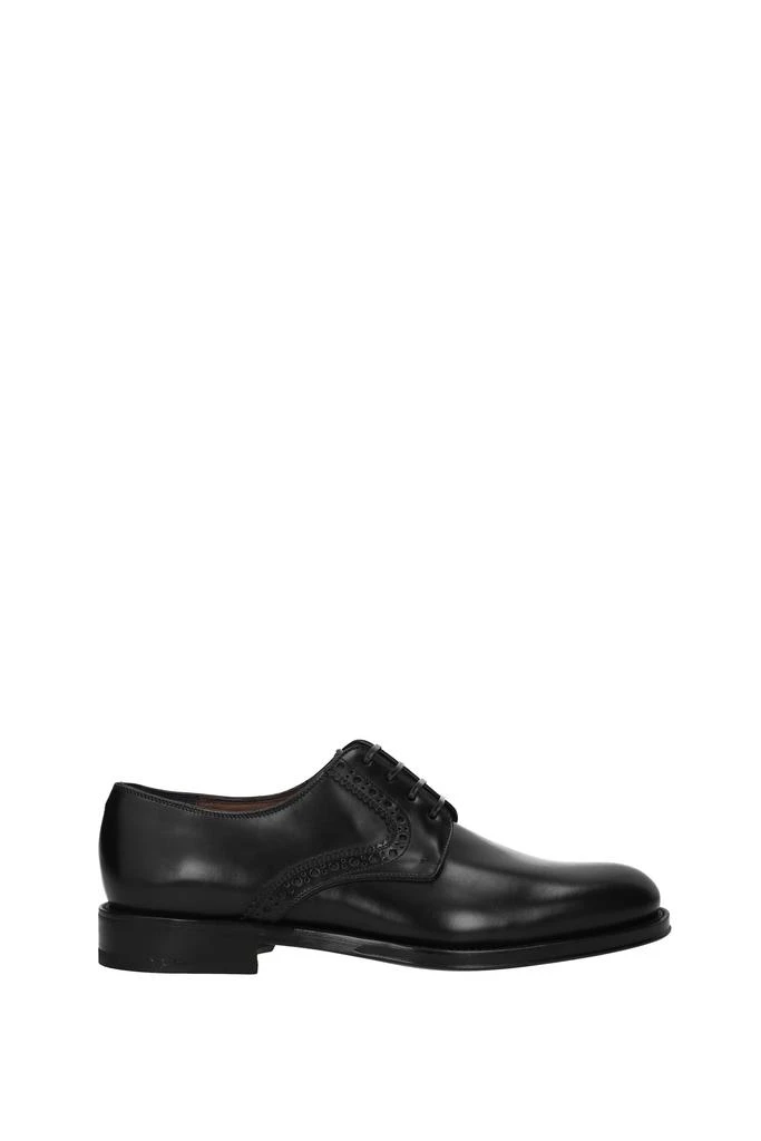 商品Salvatore Ferragamo|Lace up and Monkstrap Leather Black,价格¥2136,第1张图片