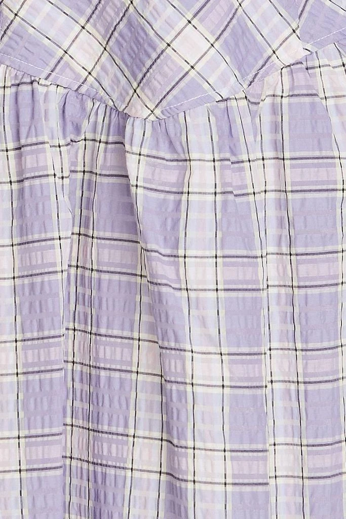 商品Ganni|Gathered checked cotton-blend seersucker midi dress,价格¥516,第4张图片详细描述