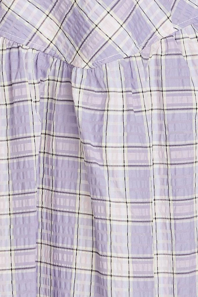 商品Ganni|Gathered checked cotton-blend seersucker midi dress,价格¥520,第4张图片详细描述