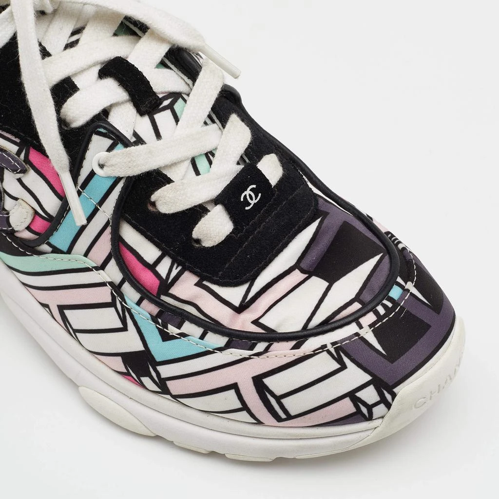 Chanel Multicolor Abstract Print Satin And Suede CC Logo Trainer Low Top Sneakers Size 37 商品