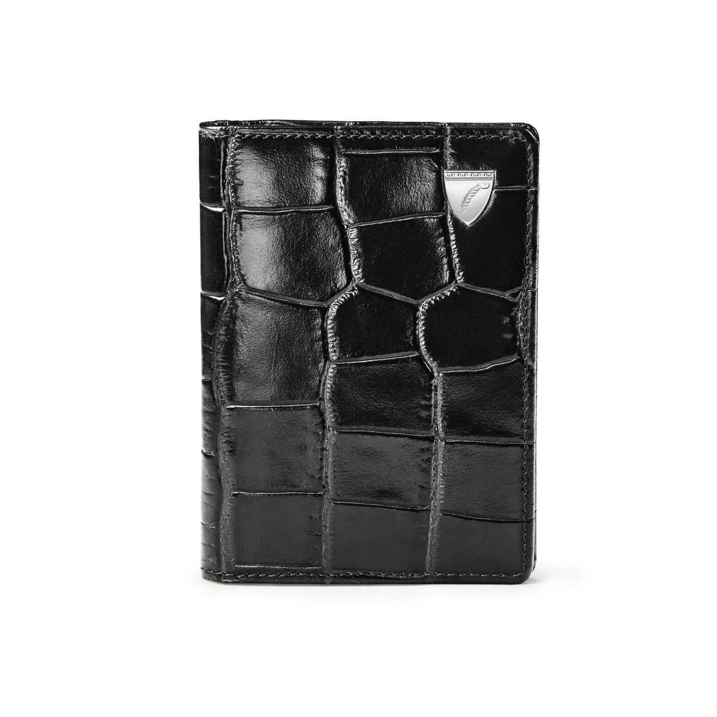 商品Aspinal of London|Double fold cc case shield black croc,价格¥766,第1张图片