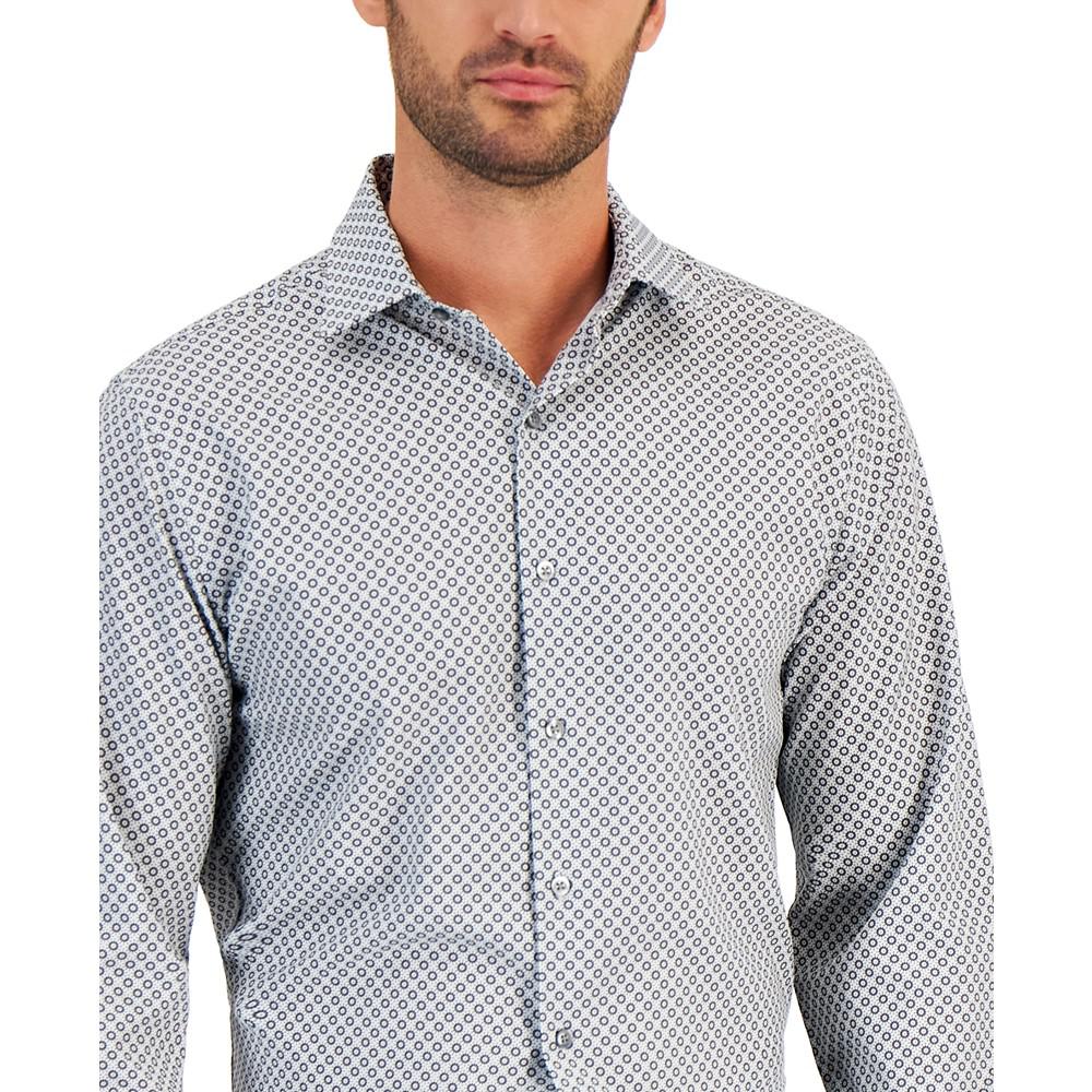 Men's Slim Fit 4-Way Stretch Geo-Print Dress Shirt, Created for Macy's商品第3张图片规格展示