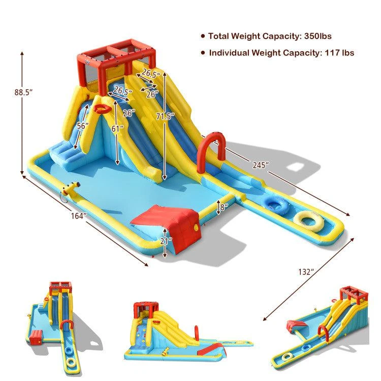 7-in-1 Inflatable Dual Slide Water Park Bounce House With 680W Blower 商品