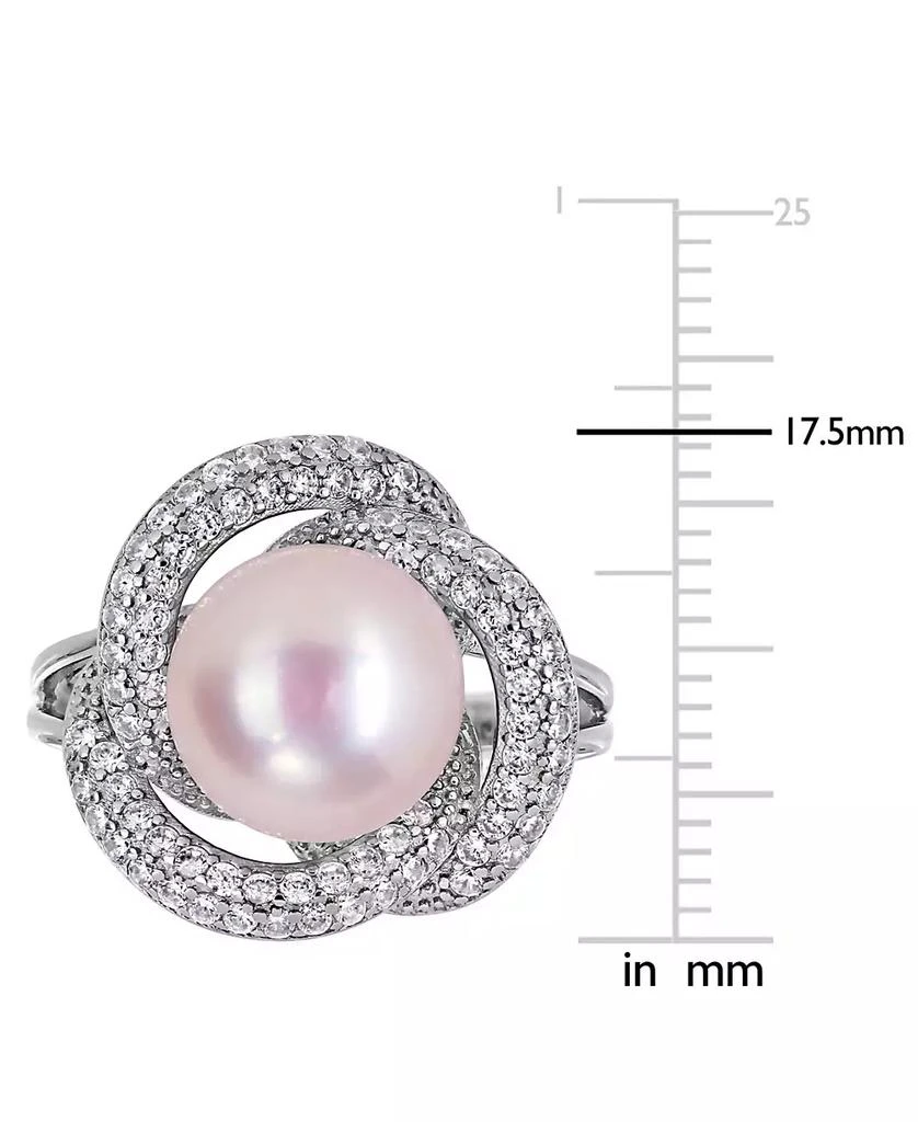 商品Macy's|Pink Cultured Freshwater Pearl (10-1/2mm) & Cubic Zirconia Love Knot Statement Ring in Sterling Silver,价��格¥524,第5张图片详细描述