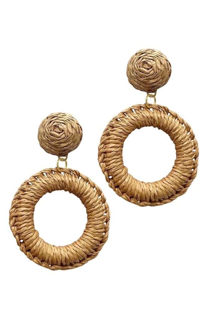 商品ADORNIA|Raffia Basketweave Hoop Drop Earrings,价格¥132,第1张图片