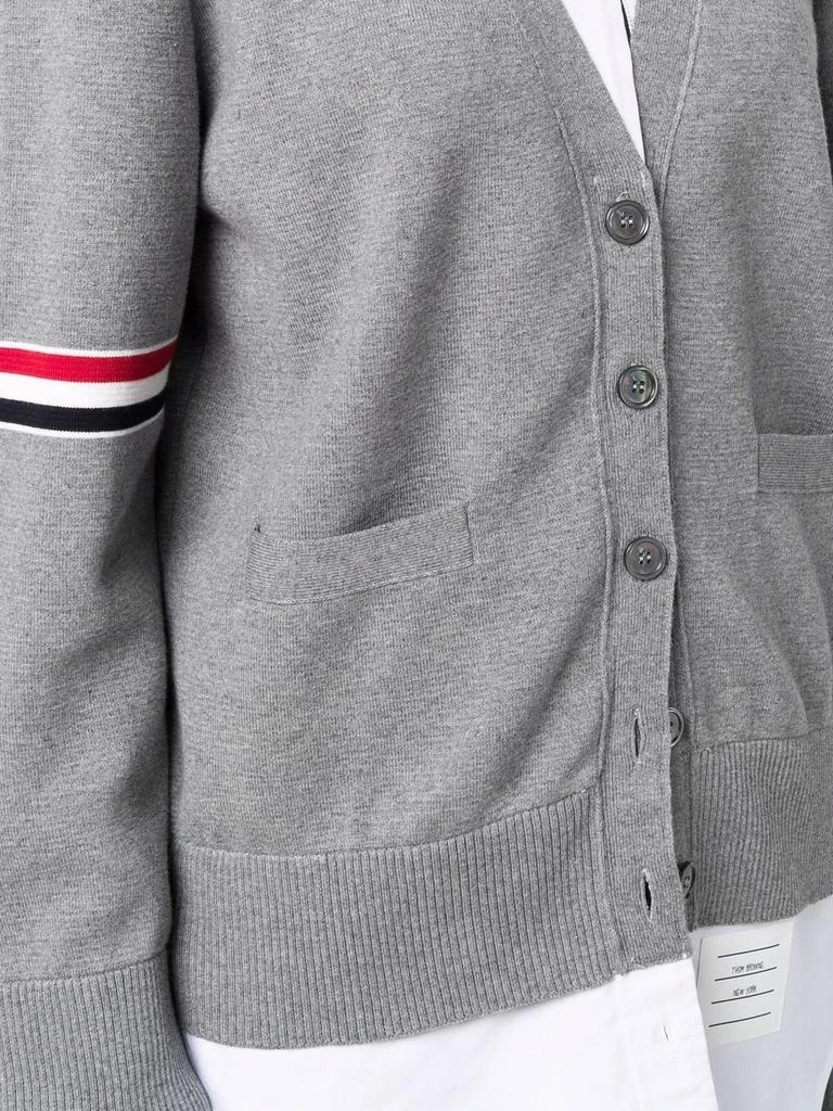 商品Thom Browne|THOM BROWNE WOMEN COMBO CARDIGAN SHIRT W/ RWB ARMBANDS IN OXFORD / MILANO STITCH 12GG COTTON,价格¥4702,第4张图片详细描述