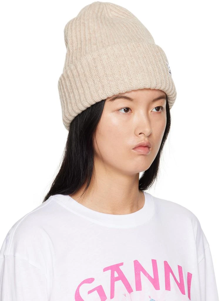 商品Ganni|Beige Ribbed Beanie,价格¥748,第2张图片详细描述