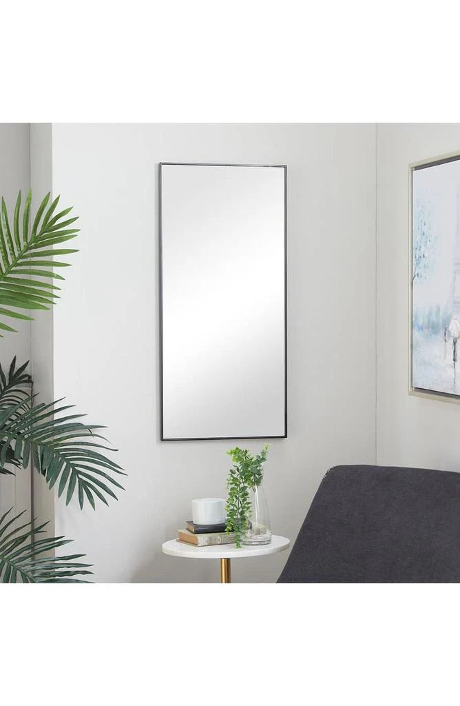 Black Wood Rectangle Shaped Wall Mirror with Thin Minimalist Frame 商品