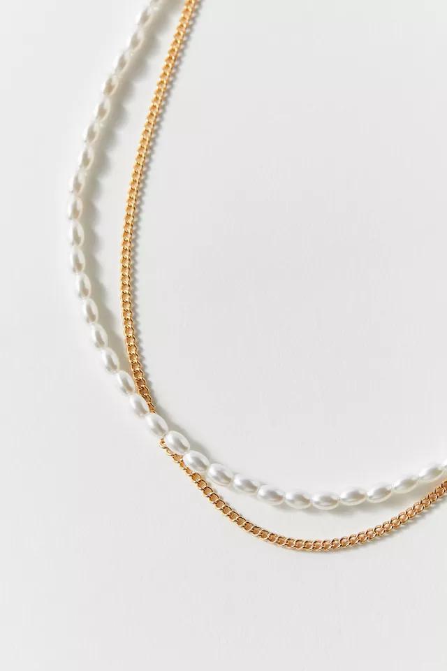 商品Urban Outfitters|Pearl And Chain Layered Choker Necklace,价格¥74,第4张图片详细描述