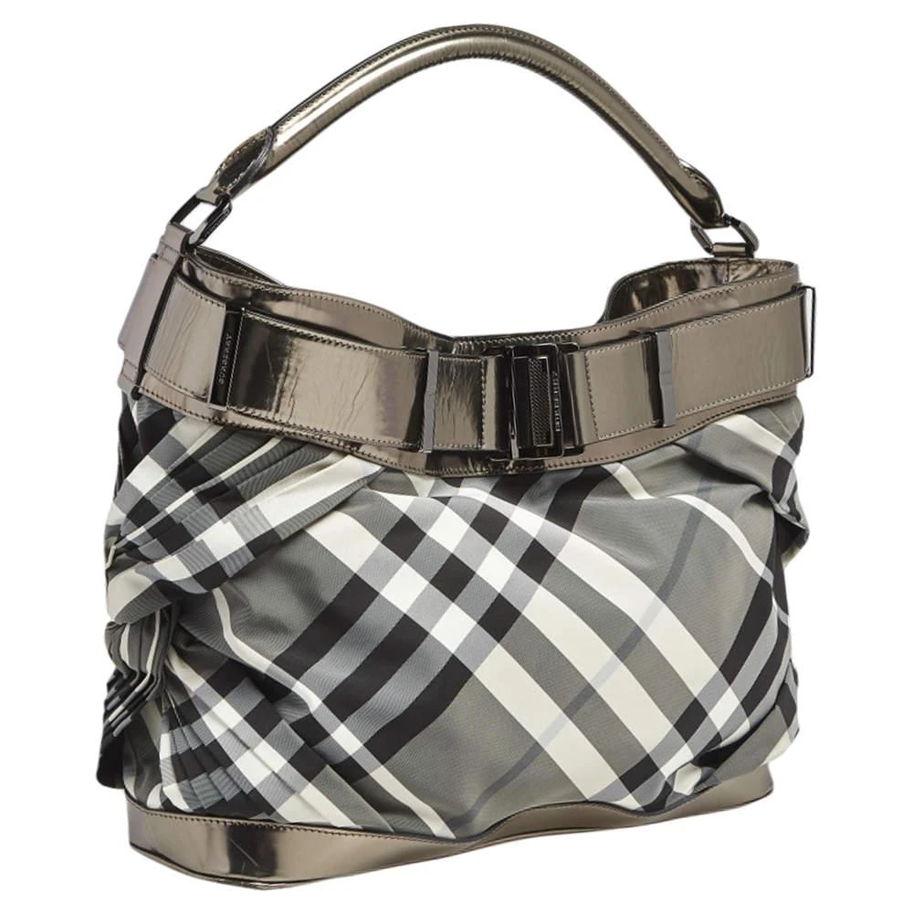 商品[二手商品] Burberry|Burberry Metallic/Black Beat Check Nylon and Glossy Leather Buckle Shoulder Bag,价格¥2892,第3张图片详细描述