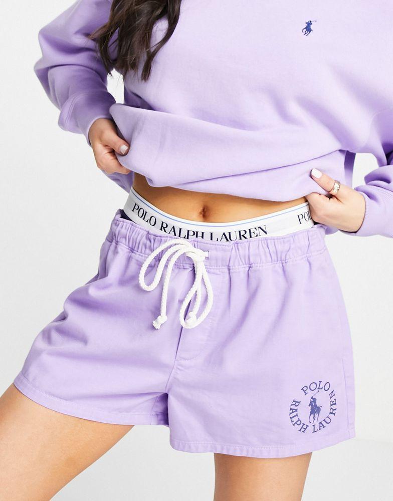 商品Ralph Lauren|Polo Ralph Lauren x ASOS exclusive collab co-ord cotton logo shorts in lavender,价格¥420,第5张图片详细描述