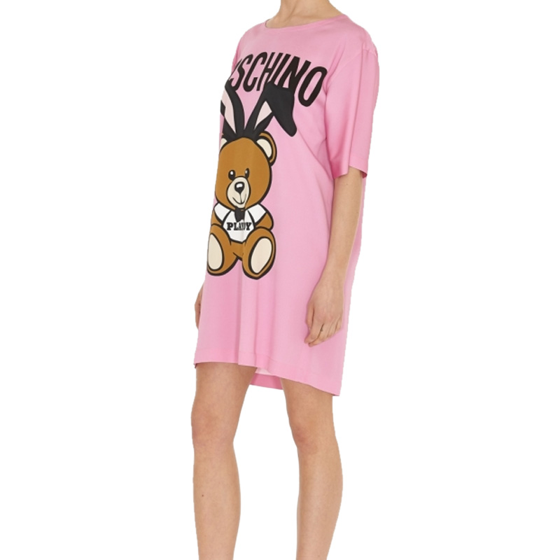 Moschino 莫斯奇诺 女士粉色小熊图案T恤式连衣裙  EV0429-565-1208商品第4张图片规格展示