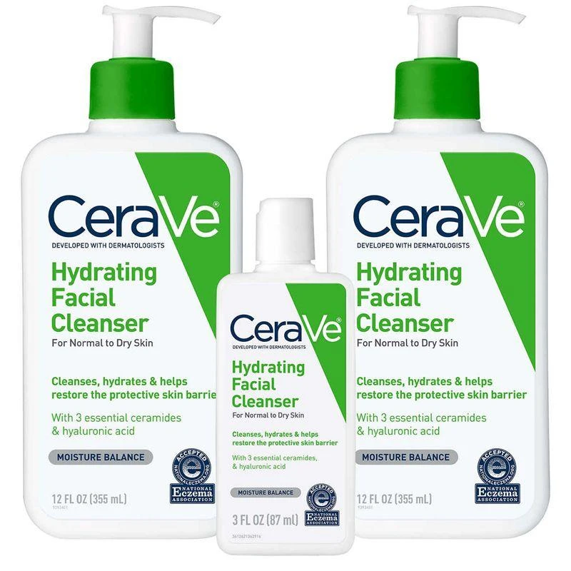 商品CeraVe|Cerave适乐肤全天候补水保湿洁面 355ML*2+87ML 超值家庭装 大人小孩都可以用,价格¥499,第1张图片