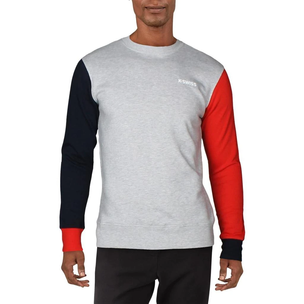 商品K-Swiss|K-Swiss Men's Colorblock Fleece Lined Activewear Lifestyle Crewneck Sweatshirt,价格¥59,第1张图片