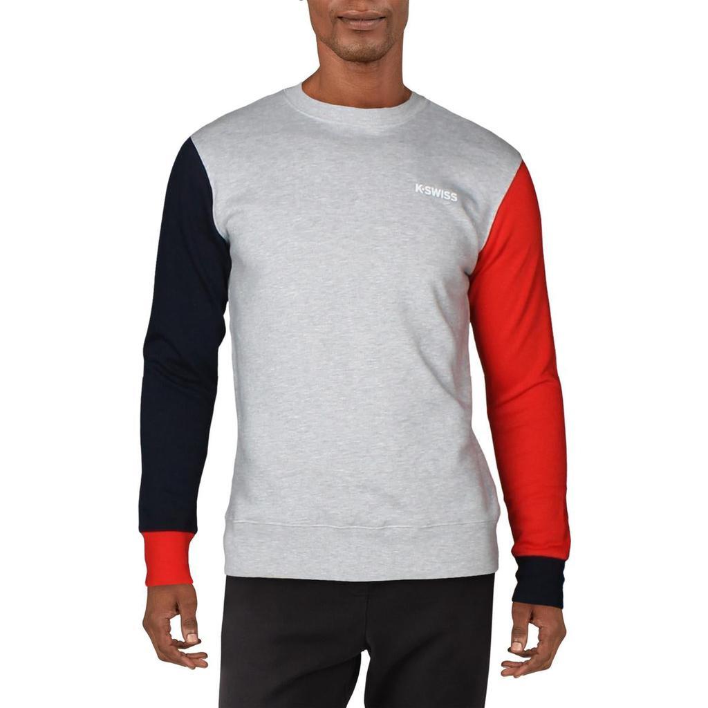 商品K-Swiss|K-Swiss Men's Colorblock Fleece Lined Activewear Lifestyle Crewneck Sweatshirt,价格¥90,第1张图片