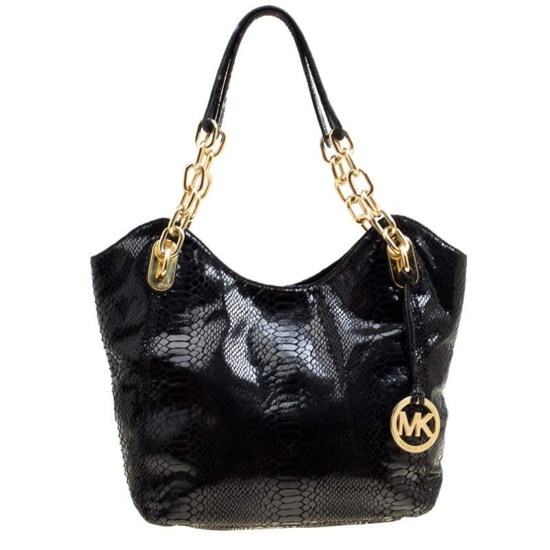 商品[二手商品] Michael Kors|Michael Michael Kors Python Embossed Leather Medium Lilly Chain Tote,价格¥1672,第1张图片
