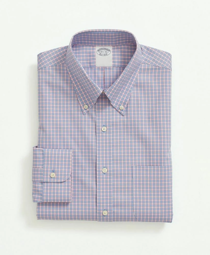 商品Brooks Brothers|Stretch Supima® Cotton Non-Iron Pinpoint Oxford Button-Down Collar, Outline Check Dress Shirt,价格¥479,第3张图片详细描述