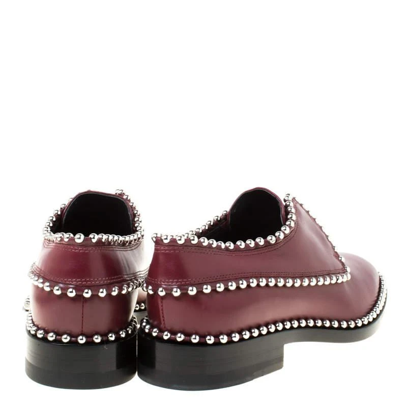 商品Alexander Wang|Alexander Wang Burgundy Leather Stud Trim Brogues Loafers Size 38.5,价格¥1261,第5张图片详细描述