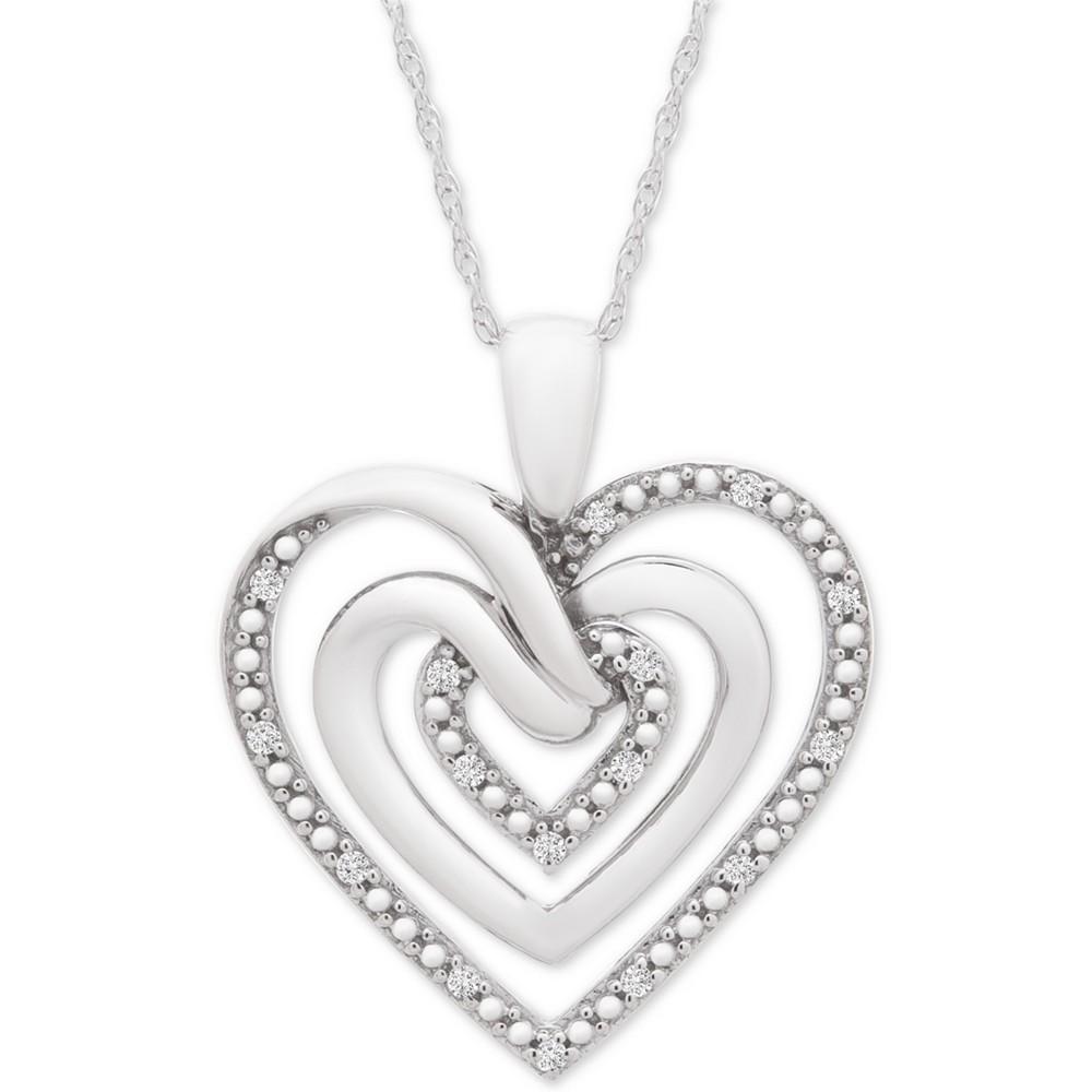 Diamond Multi-Heart 18" Pendant Necklace (1/10 ct. t.w.) in Sterling Silver商品第1张图片规格展示
