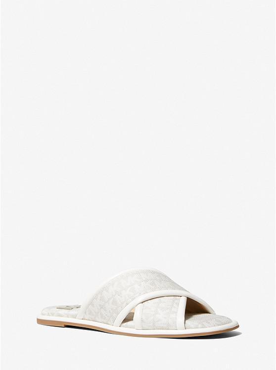 商品Michael Kors|Gideon Logo Jacquard Slide Sandal,价格¥511,第1张图片