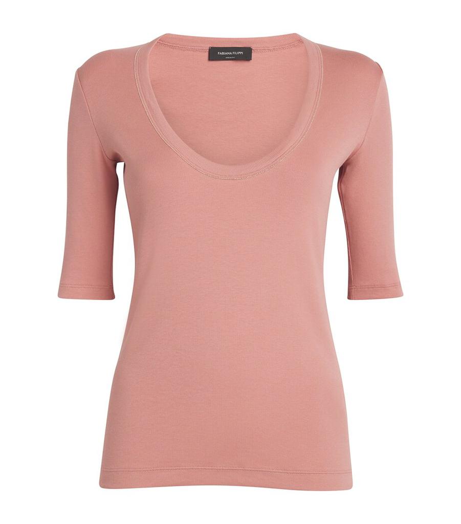 Tシャツ・カットソー Fabiana Filippi Relaxed-Fit Cotton Top With Wide Neckline Fabiana Filippi Relaxed-Fit Cotton Top With Wide Neckline