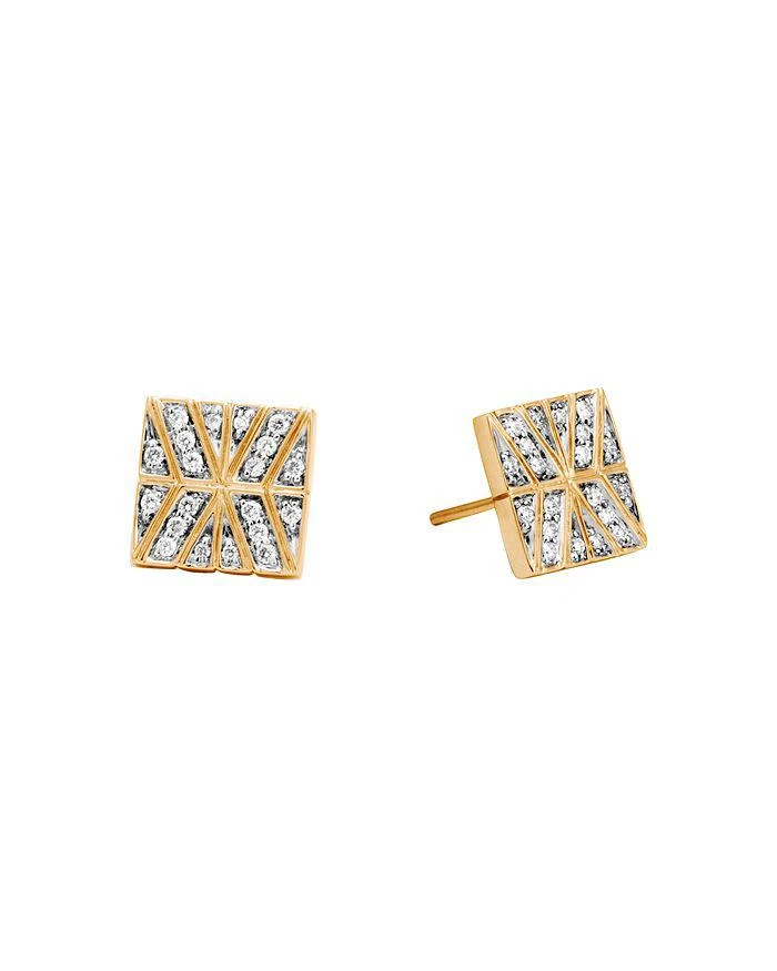 商品John Hardy|18K Yellow Gold Modern Chain Stud Earrings with Diamonds,价格¥14188,第1张图片