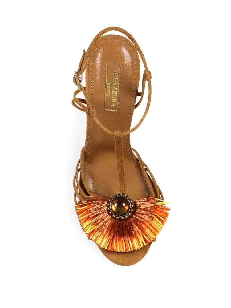 商品Aquazzura|Samba Embellished Suede Block Heel Sandals,价格¥2773,第4张图片详细描述