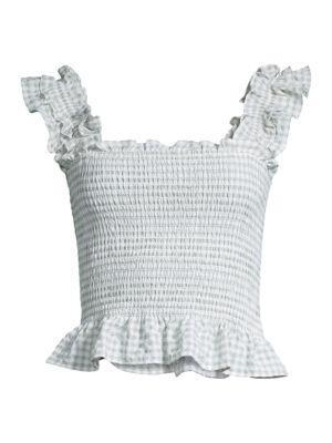 商品Lush|Smocked Gingham Top,价格¥149,第5张图片详细描述