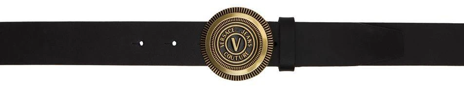 商品Versace|Black V-Emblem Round Buckle Belt,价格¥820,第1张图片