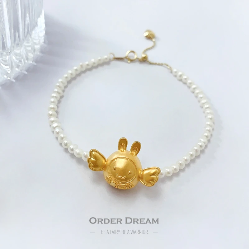 商品[国内直发] Order Dream|18k金"兔"飞猛进珍珠手链,价格¥1418,第1张图片