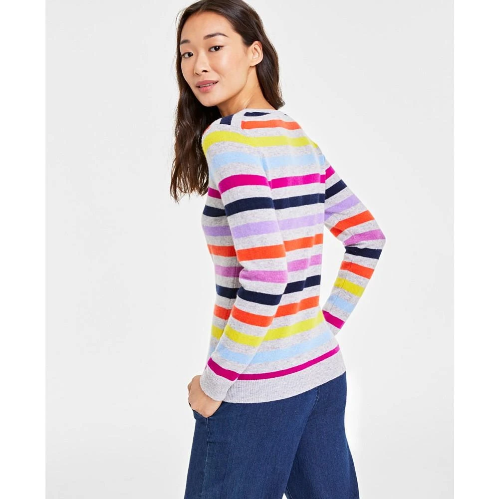 商品Charter Club|Women's 100% Cashmere Striped Crewneck Sweater, Regular & Petite, Created for Macy's,价格¥394,第2张图片详细描述