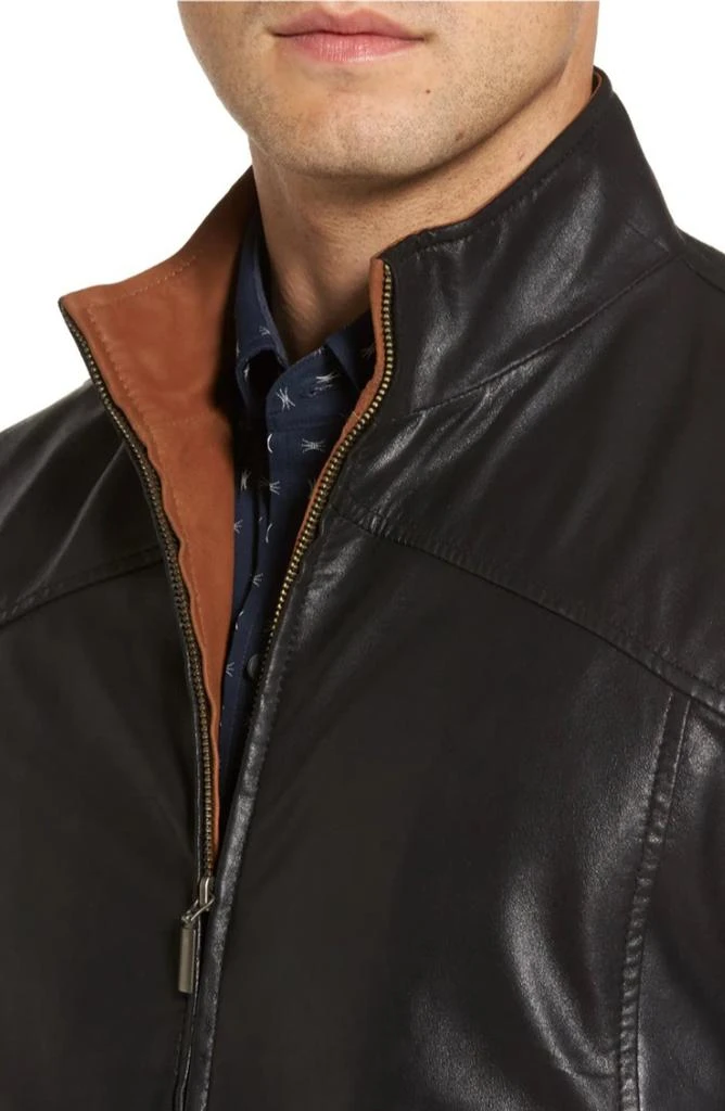 商品Missani Le Collezioni|Contrast Trim Lambskin Leather Jacket,价格¥2253,第5张图片详细描述