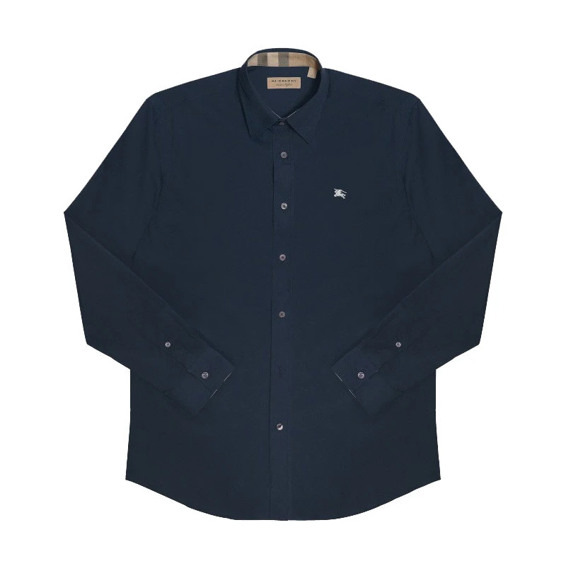 商品Burberry|博柏利 经典款 男士海军蓝色棉质长袖衬衫80362931,价格¥1570,第1张图片