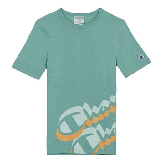 CHAMPION 男士绿色棉质短袖T恤 T1919G-549954-XQS商品第1张图片规格展示