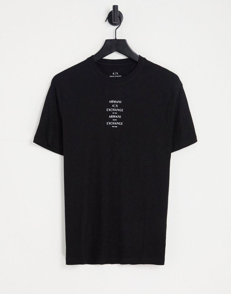 Armani Exchange city print t-shirt in black商品第1张图片规格展示