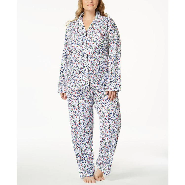 商品Ralph Lauren|Plus Size Floral-Print Classic Knit Cotton Pajama Set,价格¥563,第1张图片