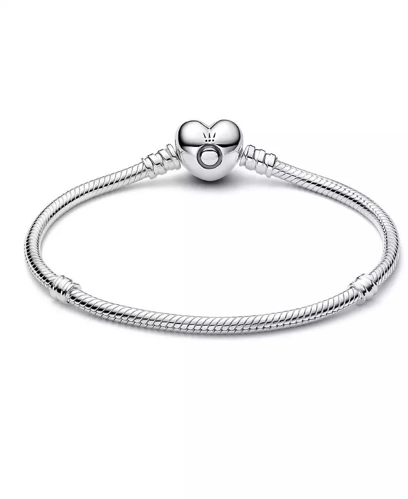 商品PANDORA|Sterling Silver Moments Heart Clasp Snake Chain Bracelet,价格¥393,第2张图片详细描述