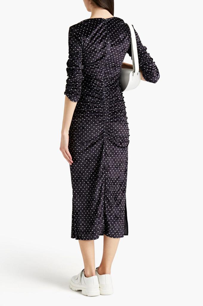 Ruched polka-dot velvet mini dress商品第3张图片规格展示