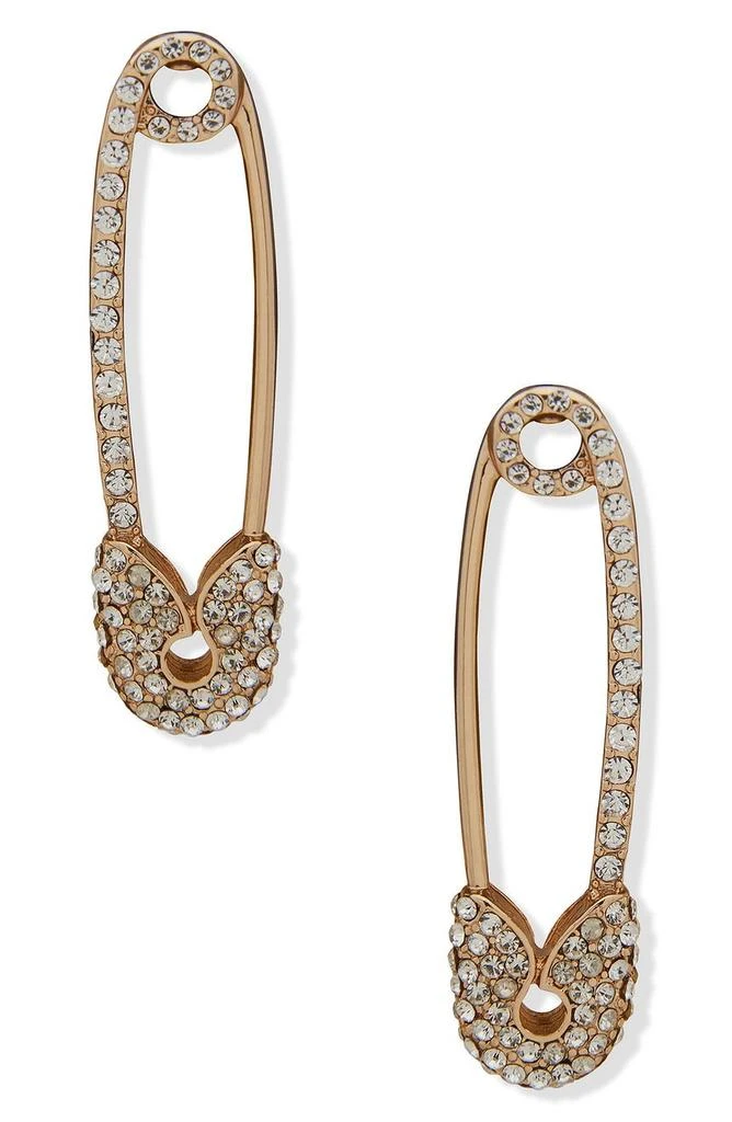 商品Karl Lagerfeld Paris|Pavé Crystal Safety Pin Drop Earrings,价格¥165,第1张图片