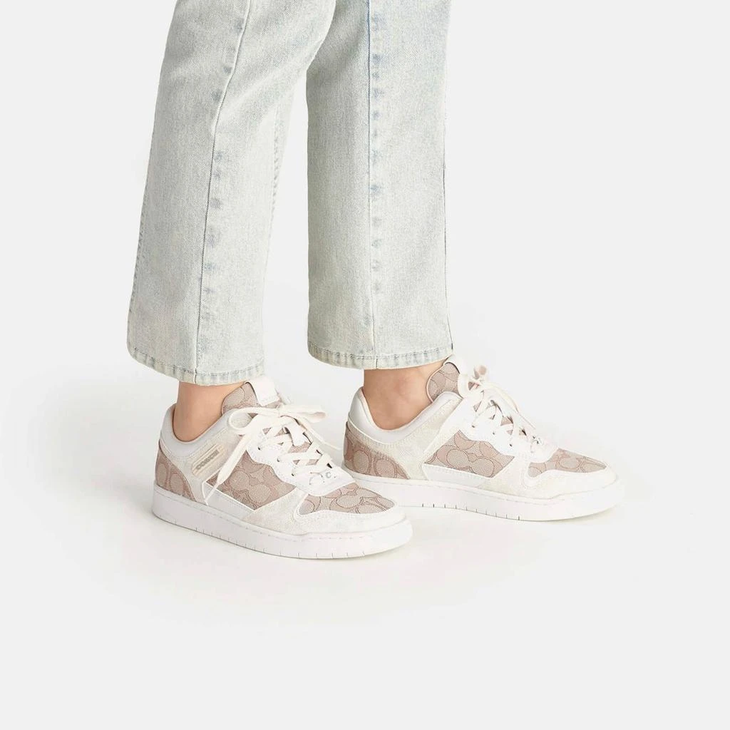 商品Coach|Coach C201 Basket Logo-Jacquard and Leather Trainers,价格¥1201,第2张图片详细描述