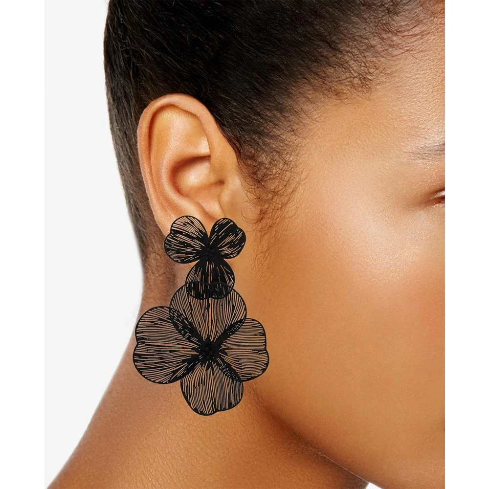 商品Lonna & Lilly|Gold-Tone Jet Pavé Openwork Flower Double Drop Earrings,价格¥253,第2张图片详细描述