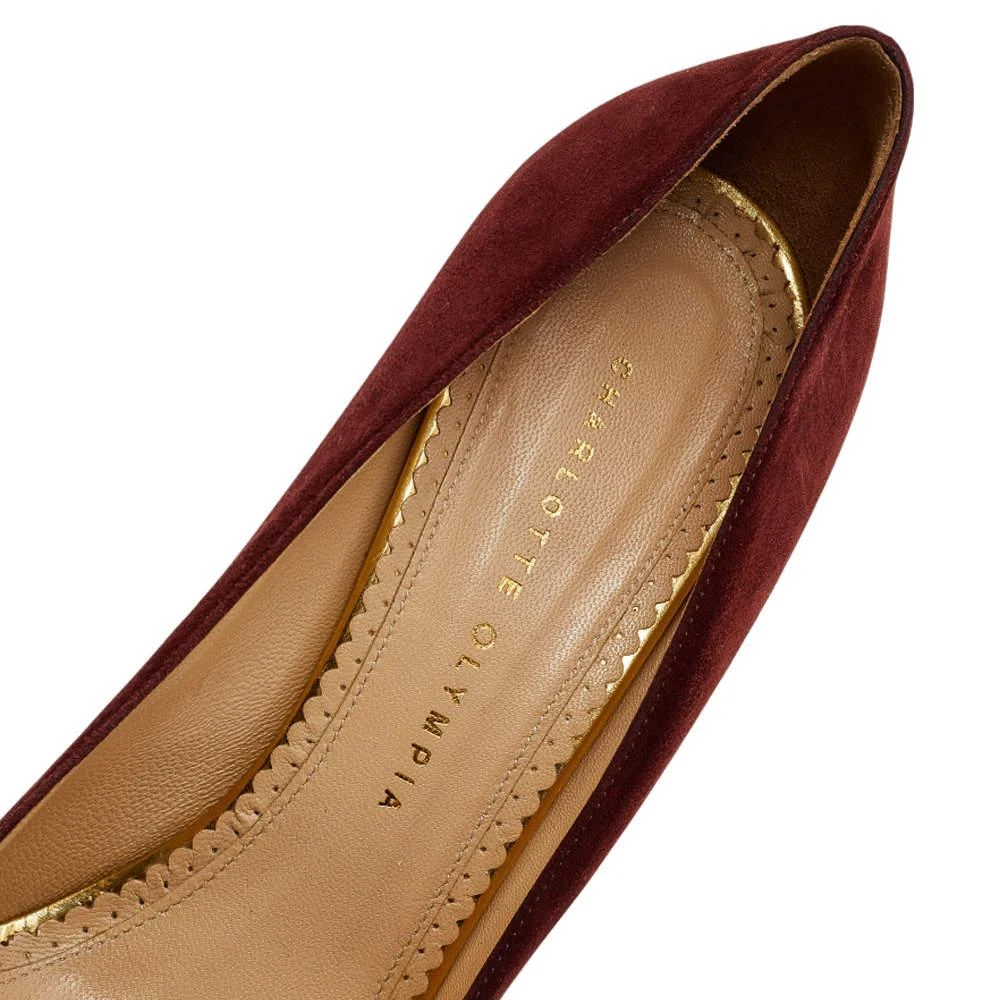 Charlotte Olympia Burgundy Suede Dolly Platform Pumps Size 40 商品