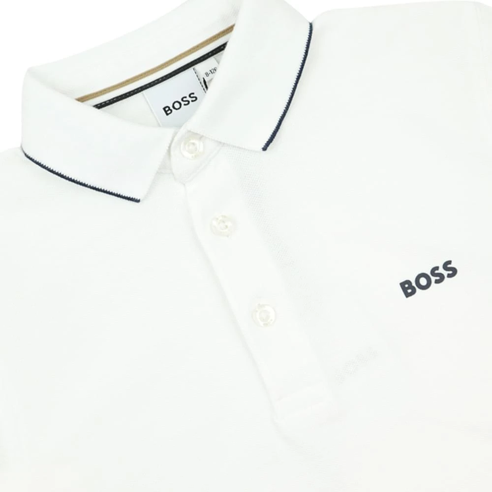 商品Hugo Boss|Tipped Collar Long Sleeve White Polo Shirt,价格¥377,第2张图片详细描述