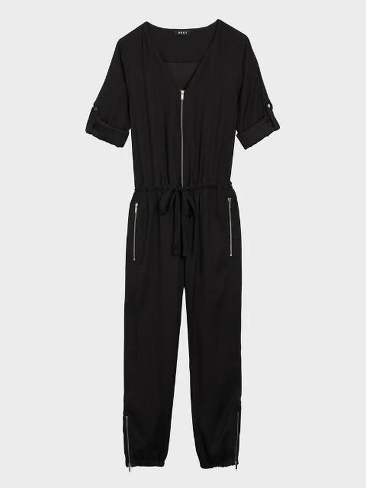 商品DKNY|V-Neck Jumpsuit With Drawstring Waist,价格¥744,第4张图片详细描述