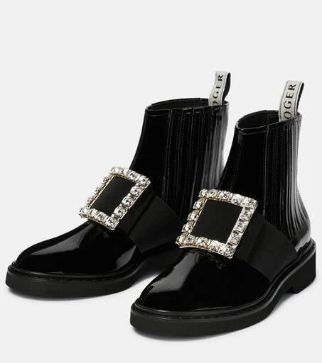 商品Roger Vivier|Viv' Rangers patent leather ankle boots,价格¥13236,第5张图片详细描述