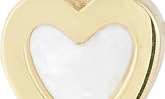 商品Ember Fine Jewelry|14K Yellow Gold Mother-of-Pearl Heart Drop Huggie Hoop Earrings,价格¥2323,第2张图片详细描述