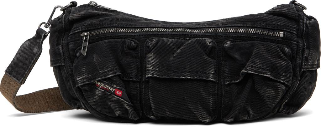 バッグ DIESEL MULTI-PKTS SHOULDER BAG X Women's Multi-Pkts-Multipocket bag in washed denim | Black